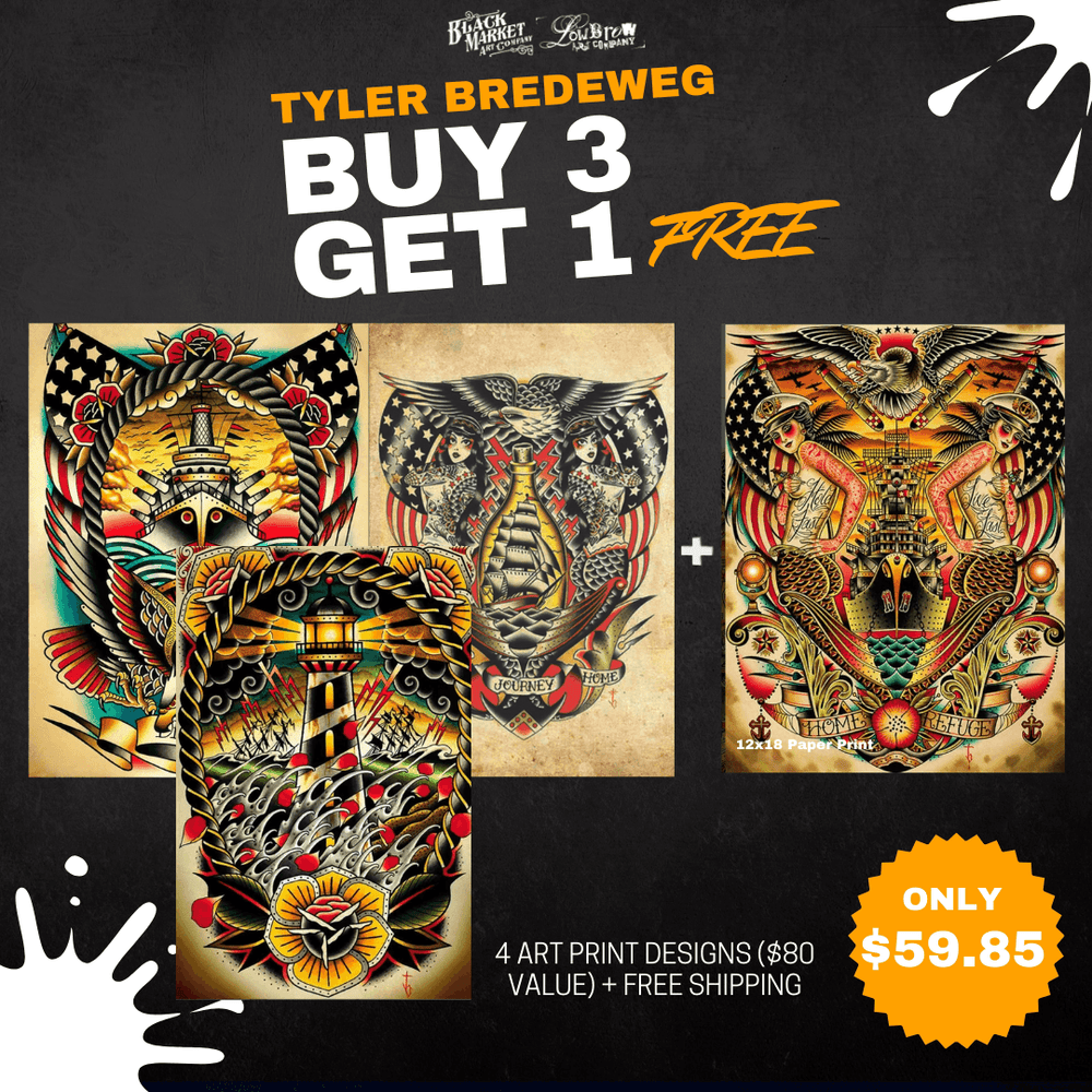 Black Market Art Company Tyler Bredeweg Buy 3 Get 1 FREE Art Print Bundle Print - Black Market Art Company - Flyclothing LLC