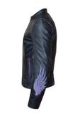 Lita - Ladies Purple Wing Leather Jacket - Unik Just for Bikers - Flyclothing LLC