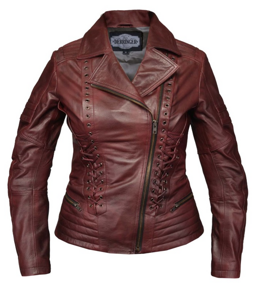 Unik International Ladies Red Leather Jacket