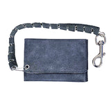 Gray Leather Biker Chain Wallet - Unik Just for Bikers - Flyclothing LLC