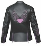 Lita - Ladies Purple Wing Leather Jacket - Unik Just for Bikers - Flyclothing LLC