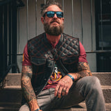 Red Diamond - Mens Premium Leather Diamond Stitch Club Vest - Unik Just for Bikers - Flyclothing LLC