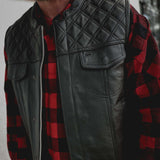 Black Diamond - Mens Premium Leather Diamond Stitch Club Vest - Unik Just for Bikers - Flyclothing LLC