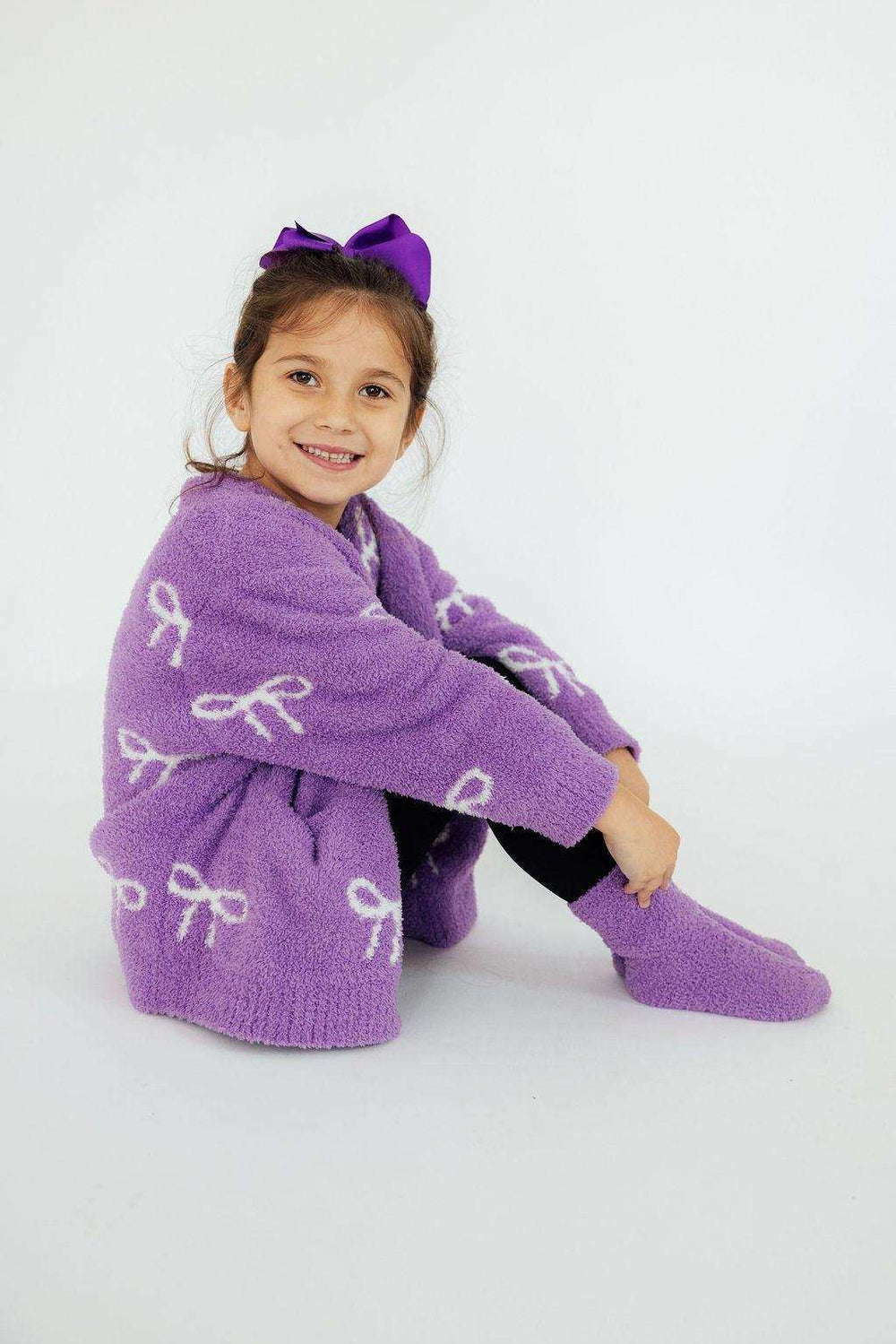 Lilac/Coconut Bow Cozy Cardigan - Mila & Rose ® - Flyclothing LLC