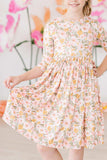 Pretty Peachy 3/4 Sleeve Pocket Twirl Dress - Mila & Rose ® - Flyclothing LLC