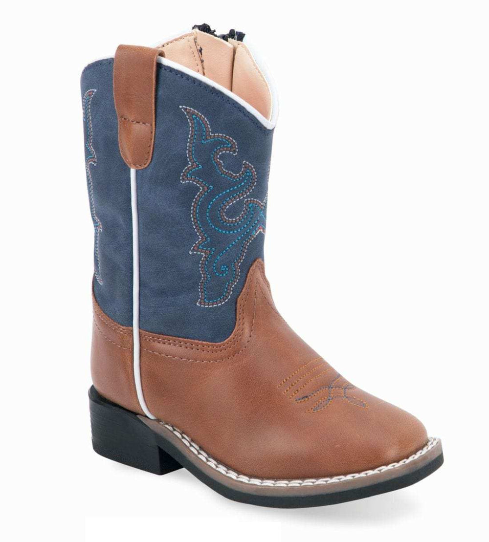 Old West Toddler's All Over Leatherette Material Broad Square Toe Boots - Old West - Flyclothing LLC