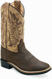 Old West Brown Foot Vintage Tan Shaft Children All Over Leatherette Material Broad Square Toe Boots - Old West - Flyclothing LLC