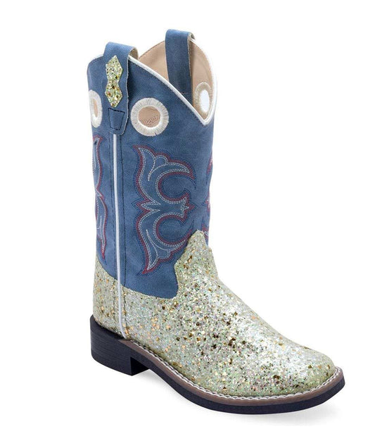 Old West Childrens Sparkling Silver Foot / Sky Blue Shaft Boot VB9182 - Old West - Flyclothing LLC