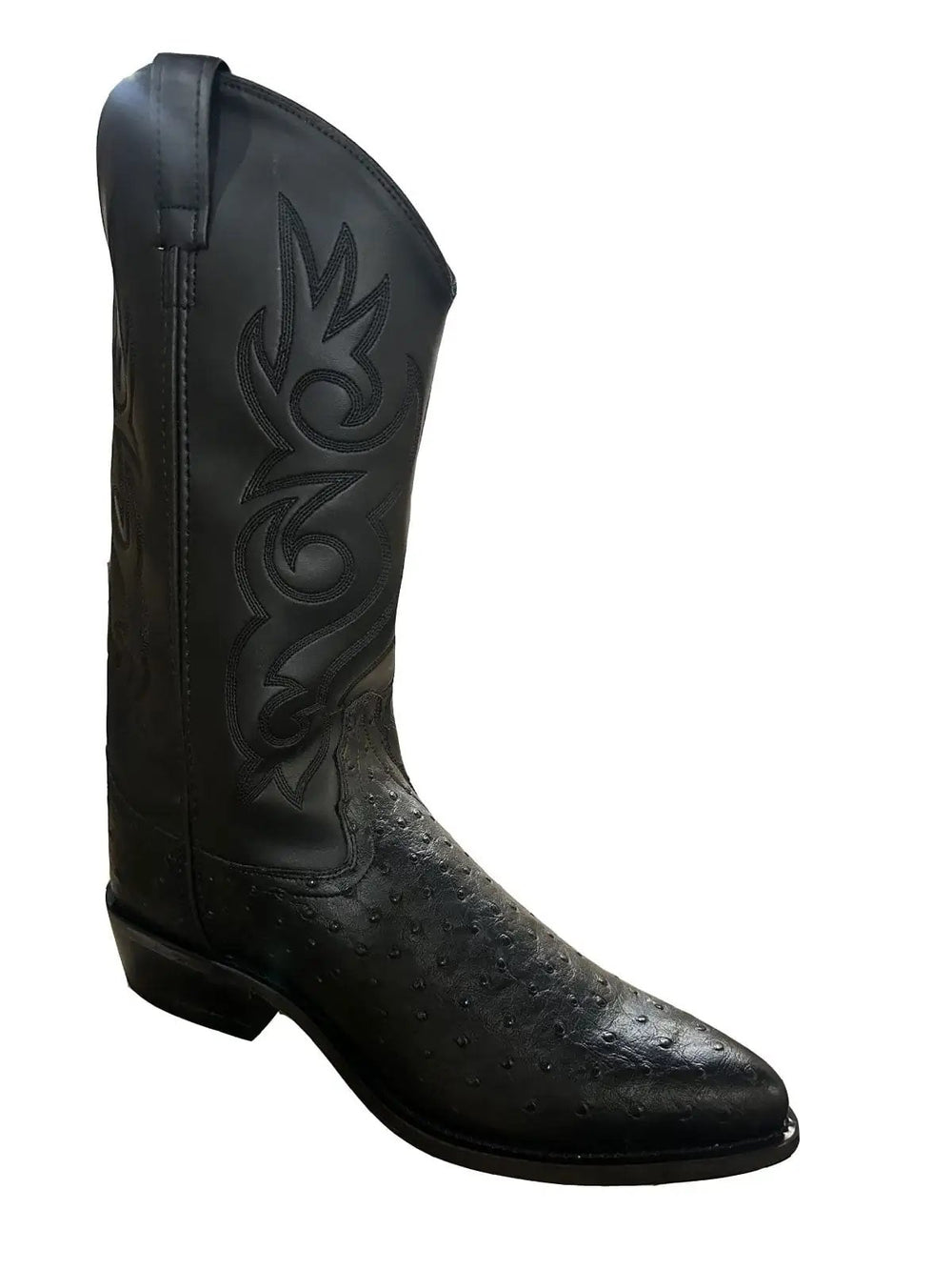 Old West Mens Black Ostrich Print All Over Leather 13" Boot - Old West - Flyclothing LLC
