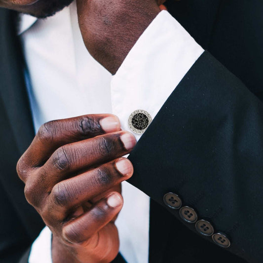 VDP White & Black Pave Crystals Cufflinks - Cufflinks.com - Flyclothing LLC