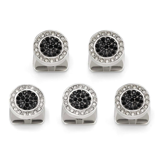 VDP White & Black Pave Crystals Studs - Cufflinks.com - Flyclothing LLC