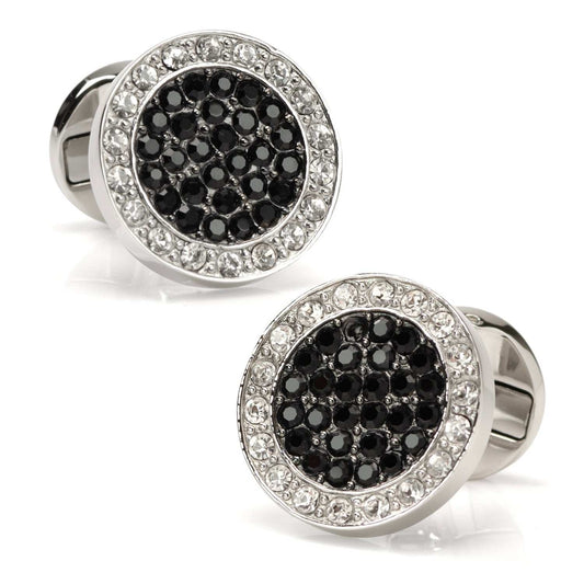 VDP White & Black Pave Crystals Cufflinks - Cufflinks.com - Flyclothing LLC