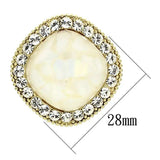 VL067 - IP Gold(Ion Plating) Brass Earrings with Precious Stone Conch in White - Alamode - Flyclothing LLC