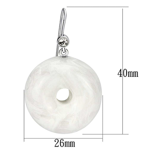 VL068 - IP rhodium (PVD) Brass Earrings with Synthetic Synthetic Stone in White - Alamode - Flyclothing LLC