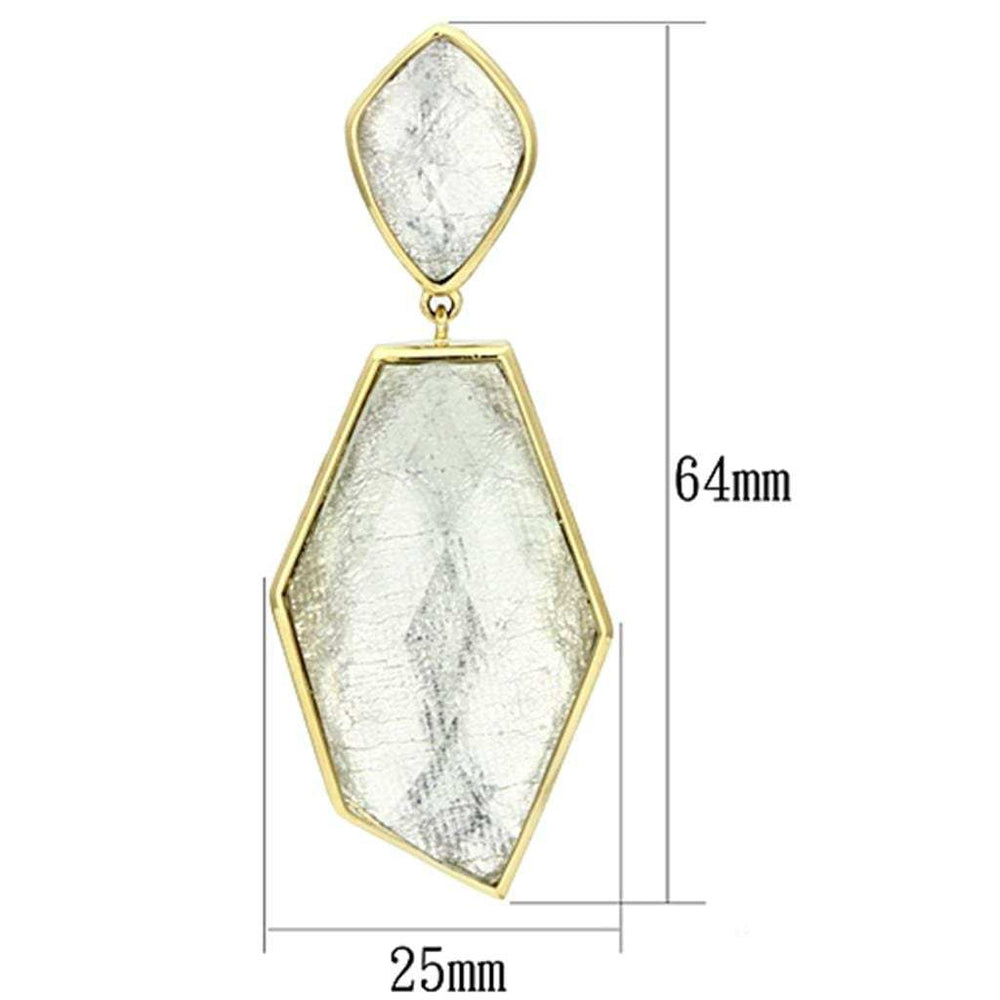 VL075 - IP Gold(Ion Plating) Brass Earrings with Synthetic Synthetic Stone in White - Alamode - Flyclothing LLC