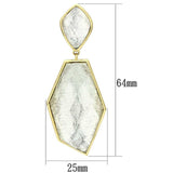 VL075 - IP Gold(Ion Plating) Brass Earrings with Synthetic Synthetic Stone in White - Alamode - Flyclothing LLC
