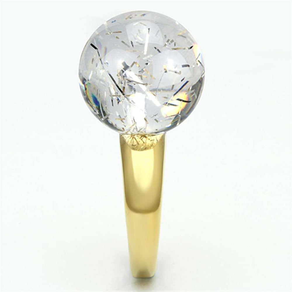 VL084 - IP Gold(Ion Plating) Brass Ring with Synthetic Synthetic Stone in Clear - Alamode - Flyclothing LLC