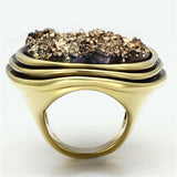 VL085 - IP Gold(Ion Plating) Brass Ring with Synthetic Synthetic Stone in Champagne - Alamode - Flyclothing LLC