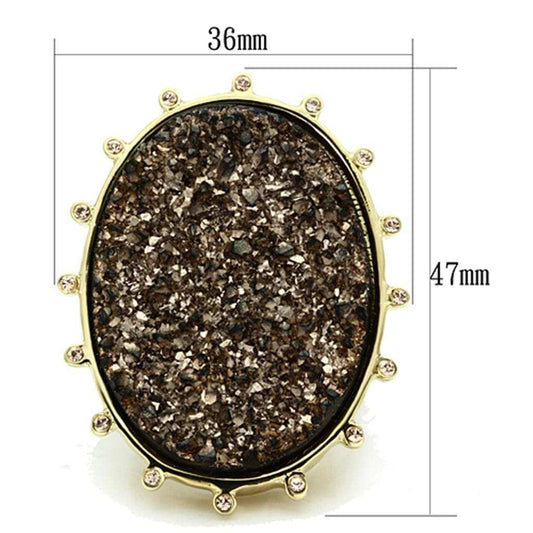VL087 - IP Gold(Ion Plating) Brass Ring with Synthetic Synthetic Stone in Champagne - Alamode - Flyclothing LLC