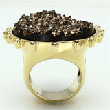 VL087 - IP Gold(Ion Plating) Brass Ring with Synthetic Synthetic Stone in Champagne - Alamode - Flyclothing LLC