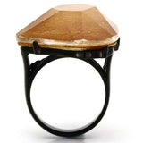 VL097 - IP Black(Ion Plating) Stainless Steel Ring with Synthetic Synthetic Stone in Orange - Alamode - Flyclothing LLC