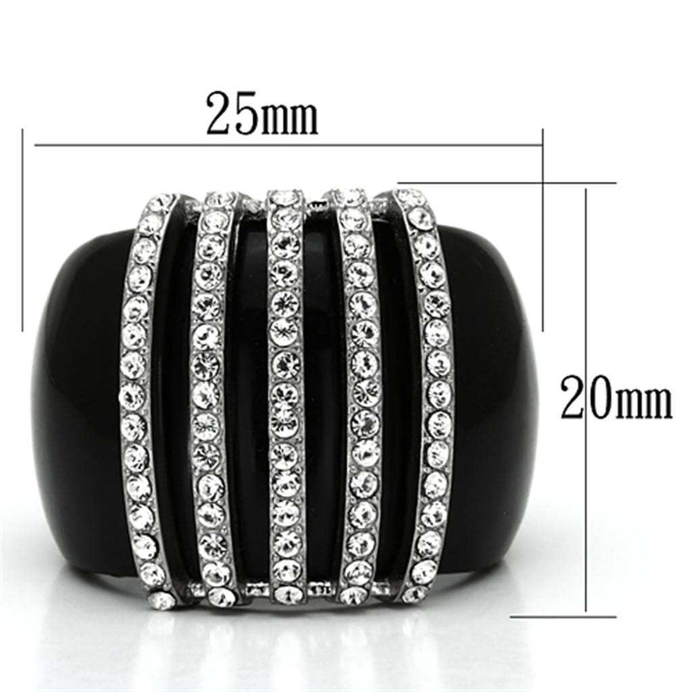 VL099 - High polished (no plating) Stainless Steel Ring with Top Grade Crystal in Clear - Alamode - Flyclothing LLC