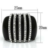 VL099 - High polished (no plating) Stainless Steel Ring with Top Grade Crystal in Clear - Alamode - Flyclothing LLC
