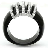 VL099 - High polished (no plating) Stainless Steel Ring with Top Grade Crystal in Clear - Alamode - Flyclothing LLC