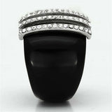 VL099 - High polished (no plating) Stainless Steel Ring with Top Grade Crystal in Clear - Alamode - Flyclothing LLC