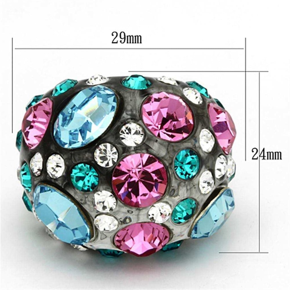 VL103 - Resin Ring with Top Grade Crystal in Multi Color - Alamode - Flyclothing LLC