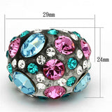 VL103 - Resin Ring with Top Grade Crystal in Multi Color - Alamode - Flyclothing LLC