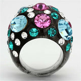 VL103 - Resin Ring with Top Grade Crystal in Multi Color - Alamode - Flyclothing LLC