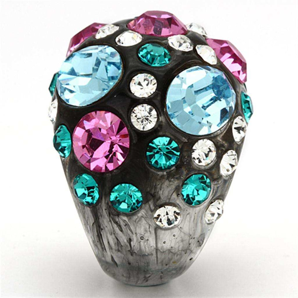 VL103 - Resin Ring with Top Grade Crystal in Multi Color - Alamode - Flyclothing LLC
