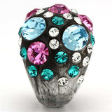 VL103 - Resin Ring with Top Grade Crystal in Multi Color - Alamode - Flyclothing LLC