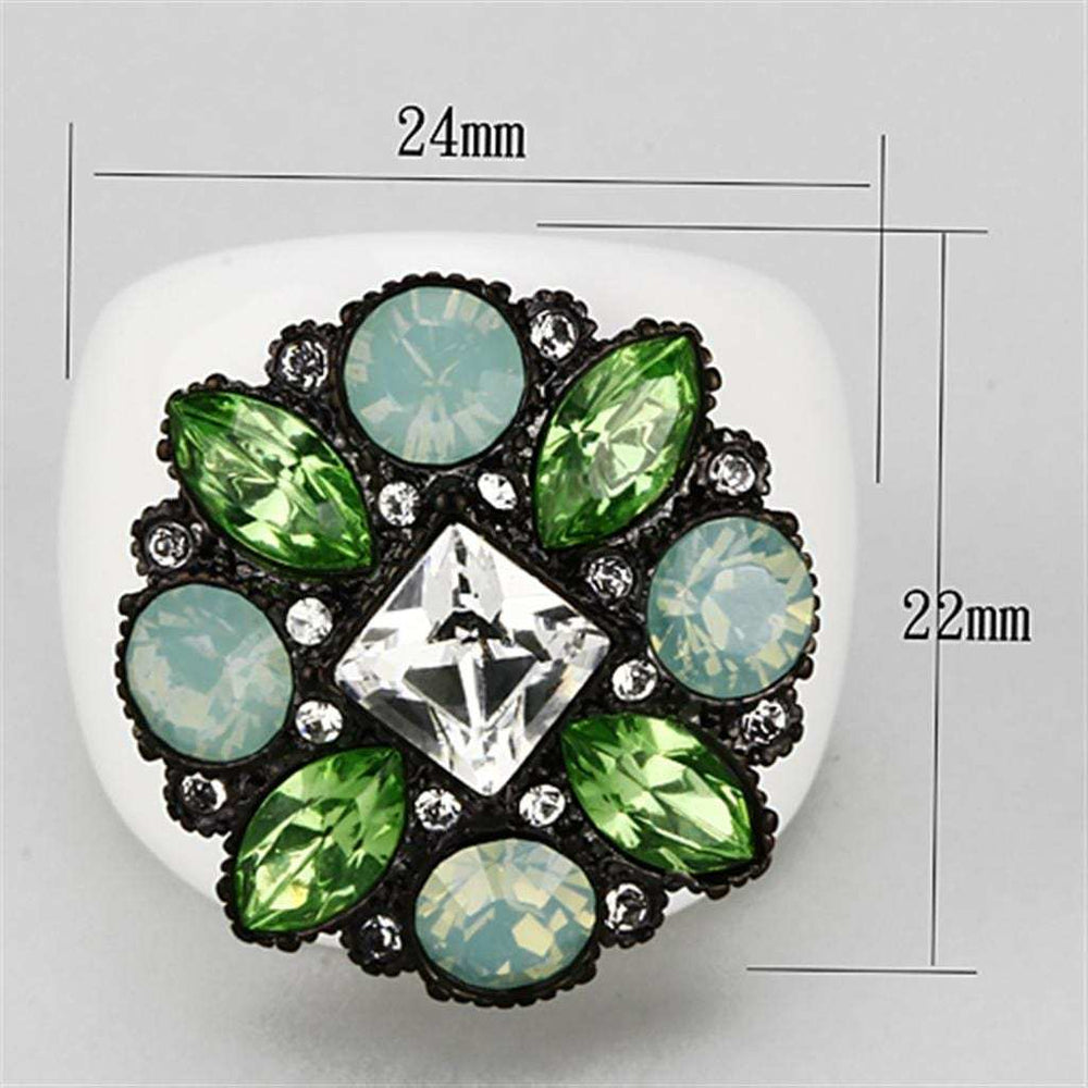 VL105 - IP Black(Ion Plating) Brass Ring with Top Grade Crystal in Clear - Alamode - Flyclothing LLC