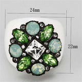 VL105 - IP Black(Ion Plating) Brass Ring with Top Grade Crystal in Clear - Alamode - Flyclothing LLC