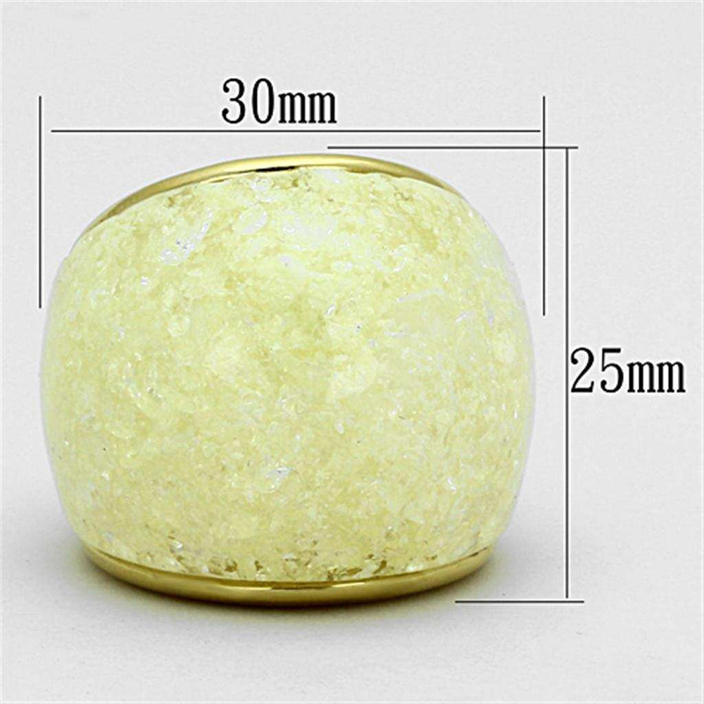 VL109 - IP Gold(Ion Plating) Stainless Steel Ring with Synthetic Synthetic Stone in Citrine Yellow - Alamode - Flyclothing LLC