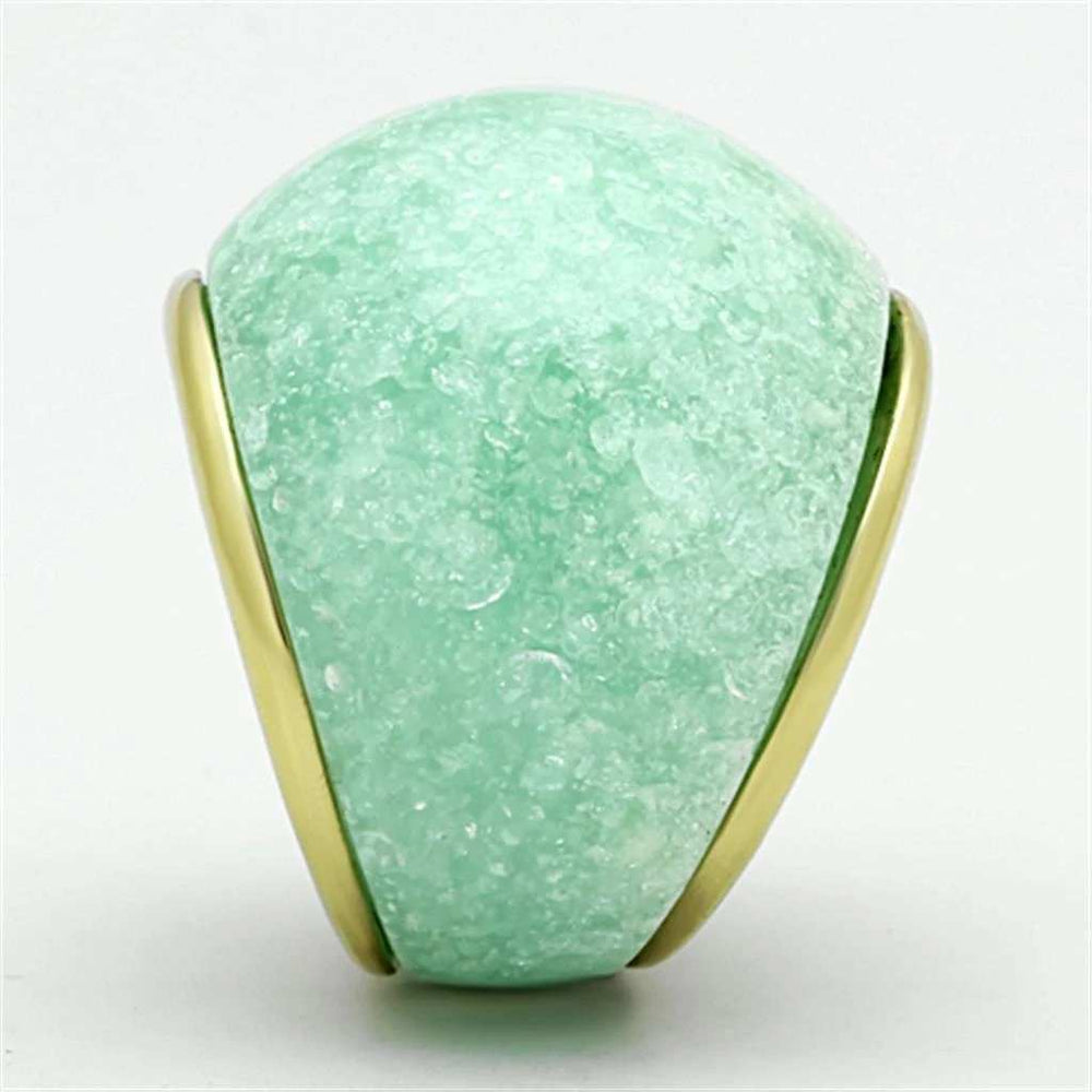 VL110 - IP Gold(Ion Plating) Stainless Steel Ring with Synthetic Synthetic Stone in Emerald - Alamode - Flyclothing LLC