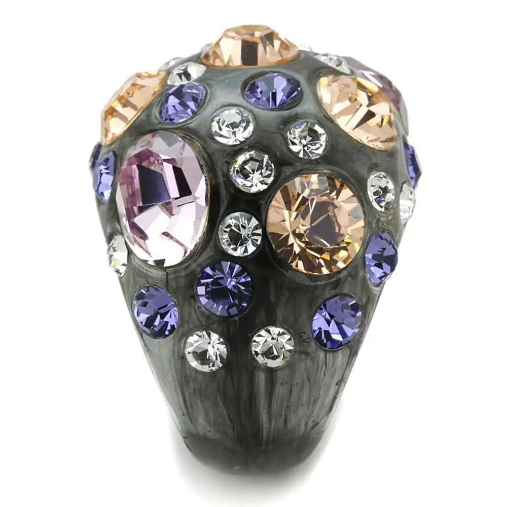 VL114 - Resin Ring with Top Grade Crystal in Multi Color - Alamode - Flyclothing LLC