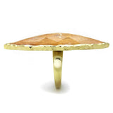 VL120 - IP Gold(Ion Plating) Stainless Steel Ring with Synthetic Synthetic Stone in Orange - Alamode - Flyclothing LLC