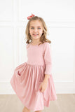 Vintage Pink 3/4 Sleeve Pocket Twirl Dress - Mila & Rose ® - Flyclothing LLC