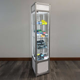 Retail Glass Display White Cabinet With Locking Storage - Cufflinks.com - Flyclothing LLC