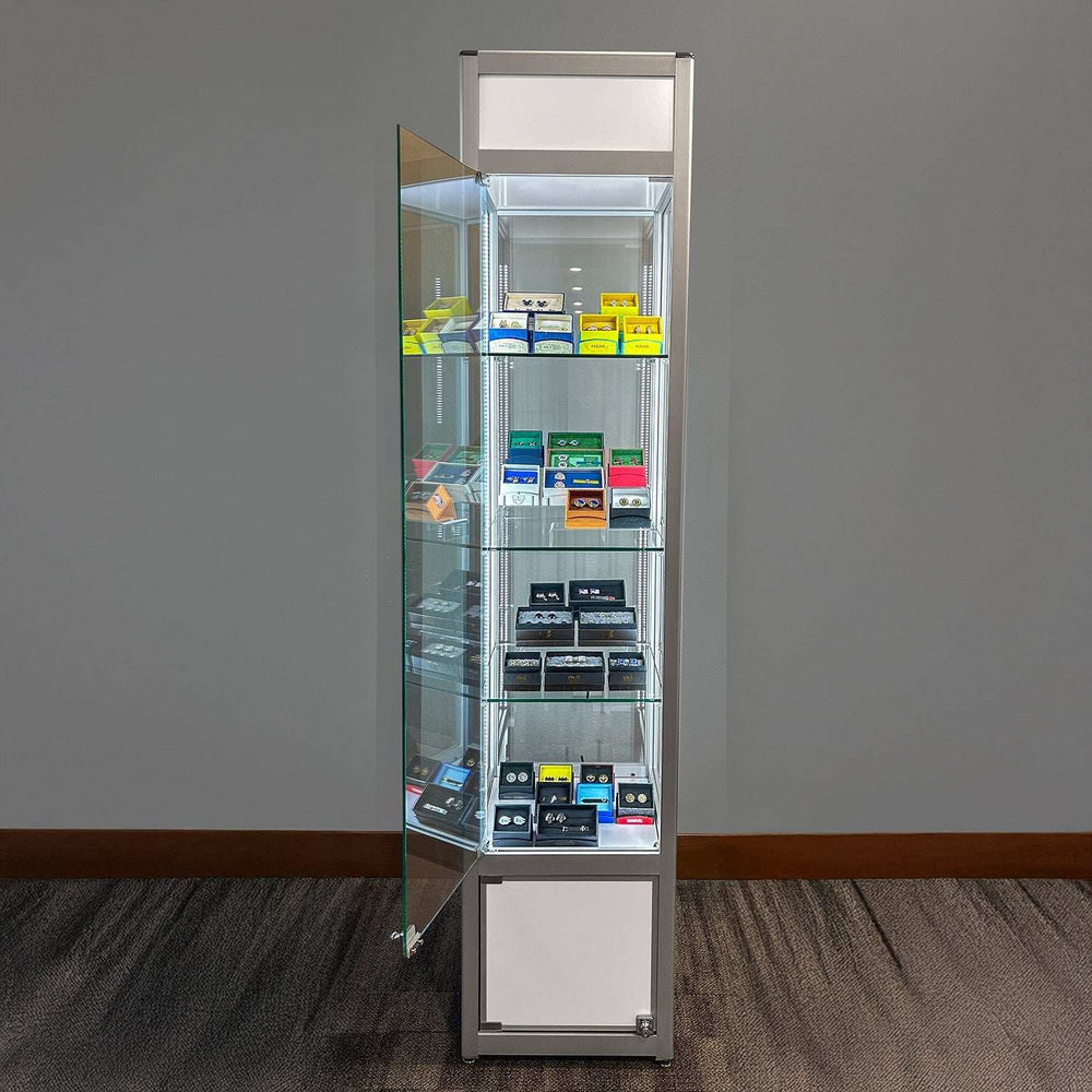 Retail Glass Display White Cabinet With Locking Storage - Cufflinks.com - Flyclothing LLC