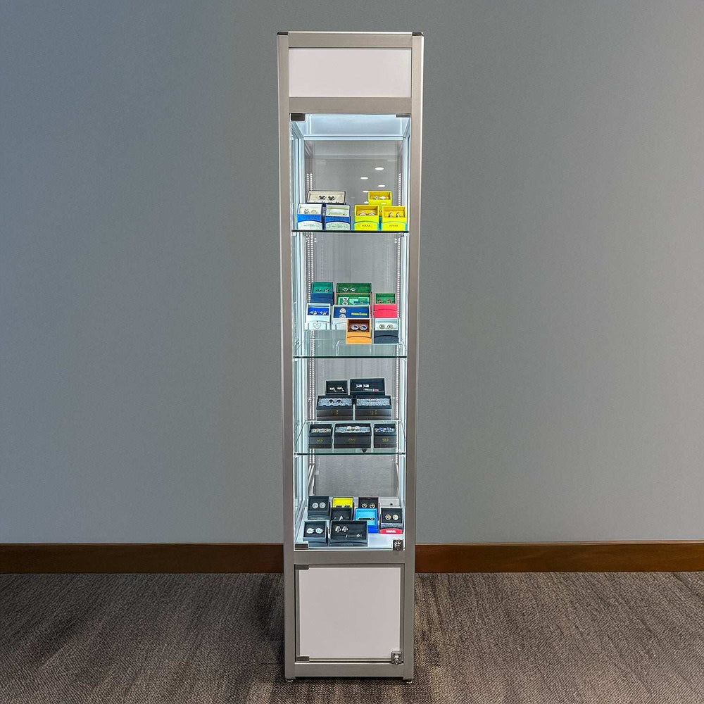 Retail Glass Display White Cabinet With Locking Storage - Cufflinks.com - Flyclothing LLC