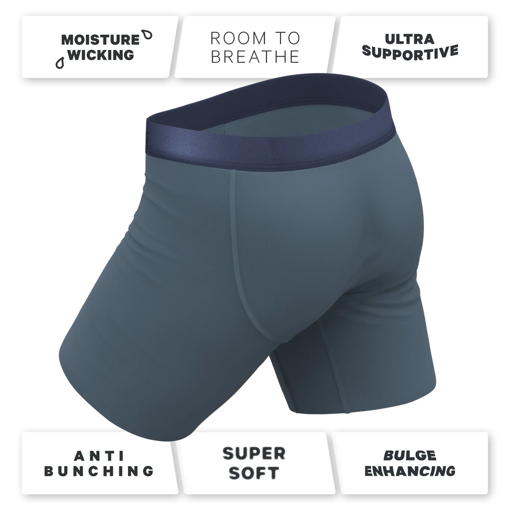 The Wake In The Lake | Tonal Teal Long Leg Ball Hammock® Pouch Underwear With Fly - Shinesty - Flyclothing LLC