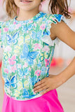 Watercolor Butterflies S/S Ruffle Tee - Mila & Rose ® - Flyclothing LLC