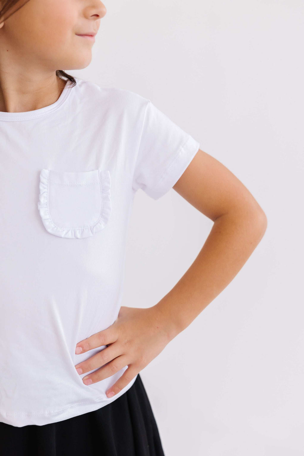 White Ruffle Pocket Tee - Mila & Rose ® - Flyclothing LLC