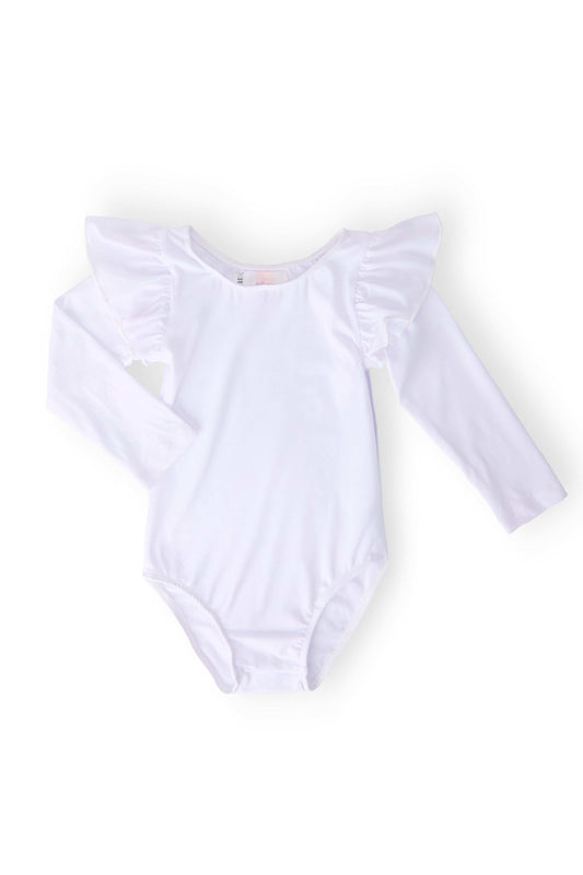 White L/S Flutter Sleeve Leotard - Mila & Rose ® - Flyclothing LLC