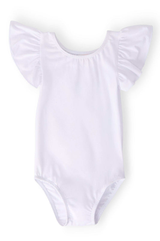 White S/S Flutter Sleeve Leotard