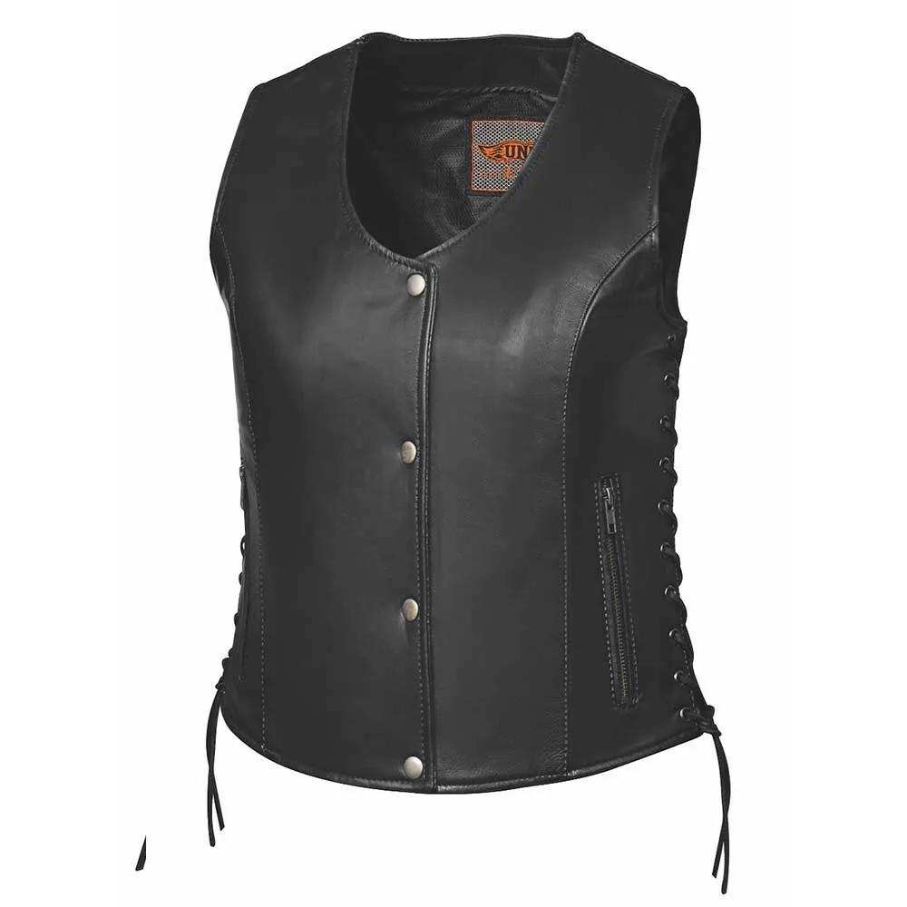 Keystone - LADIES PREMIUM LEATHER VEST - Unik Just for Bikers - Flyclothing LLC